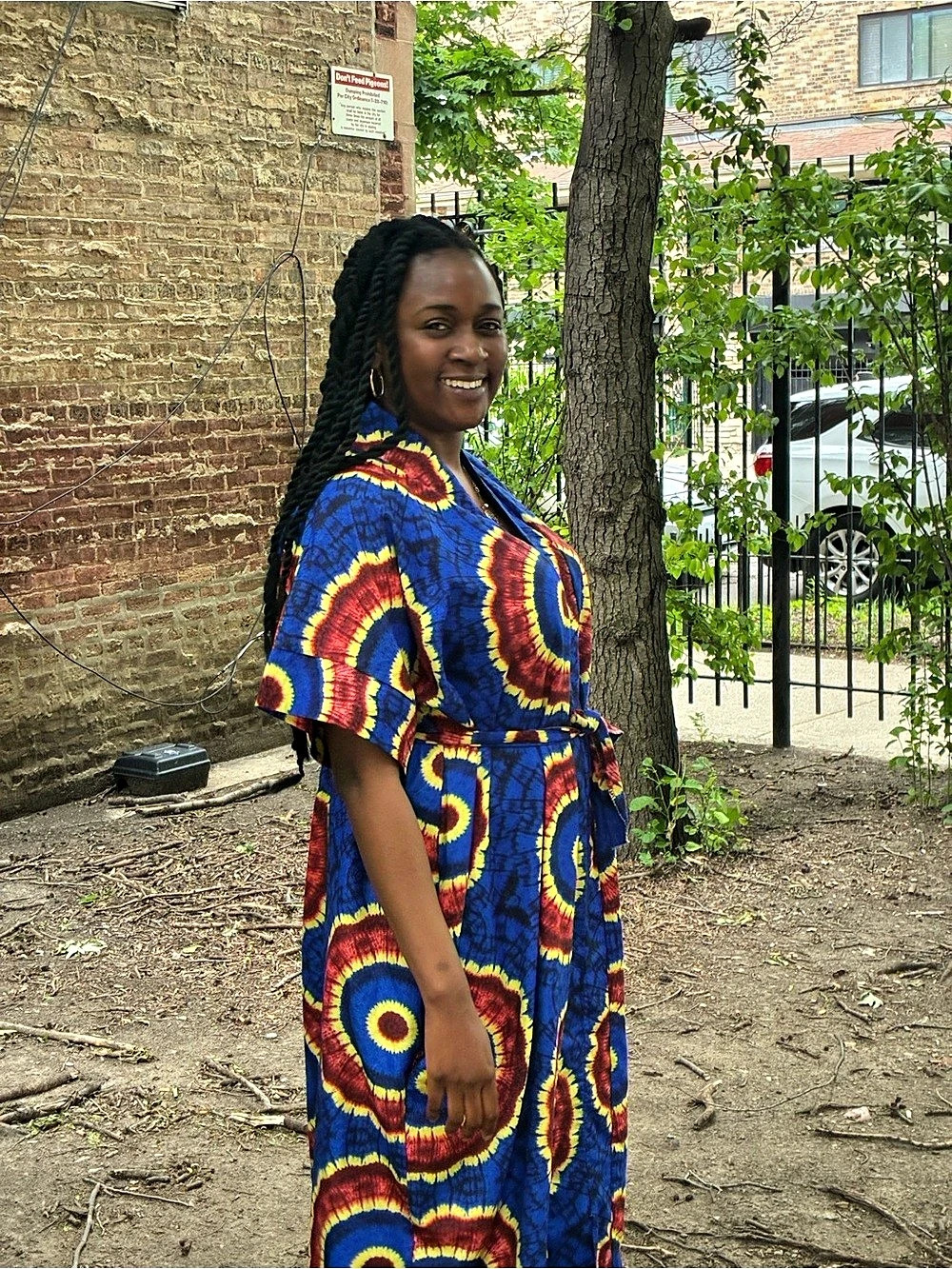 Abstract Print Maxi Dress in Blue & Red Like New